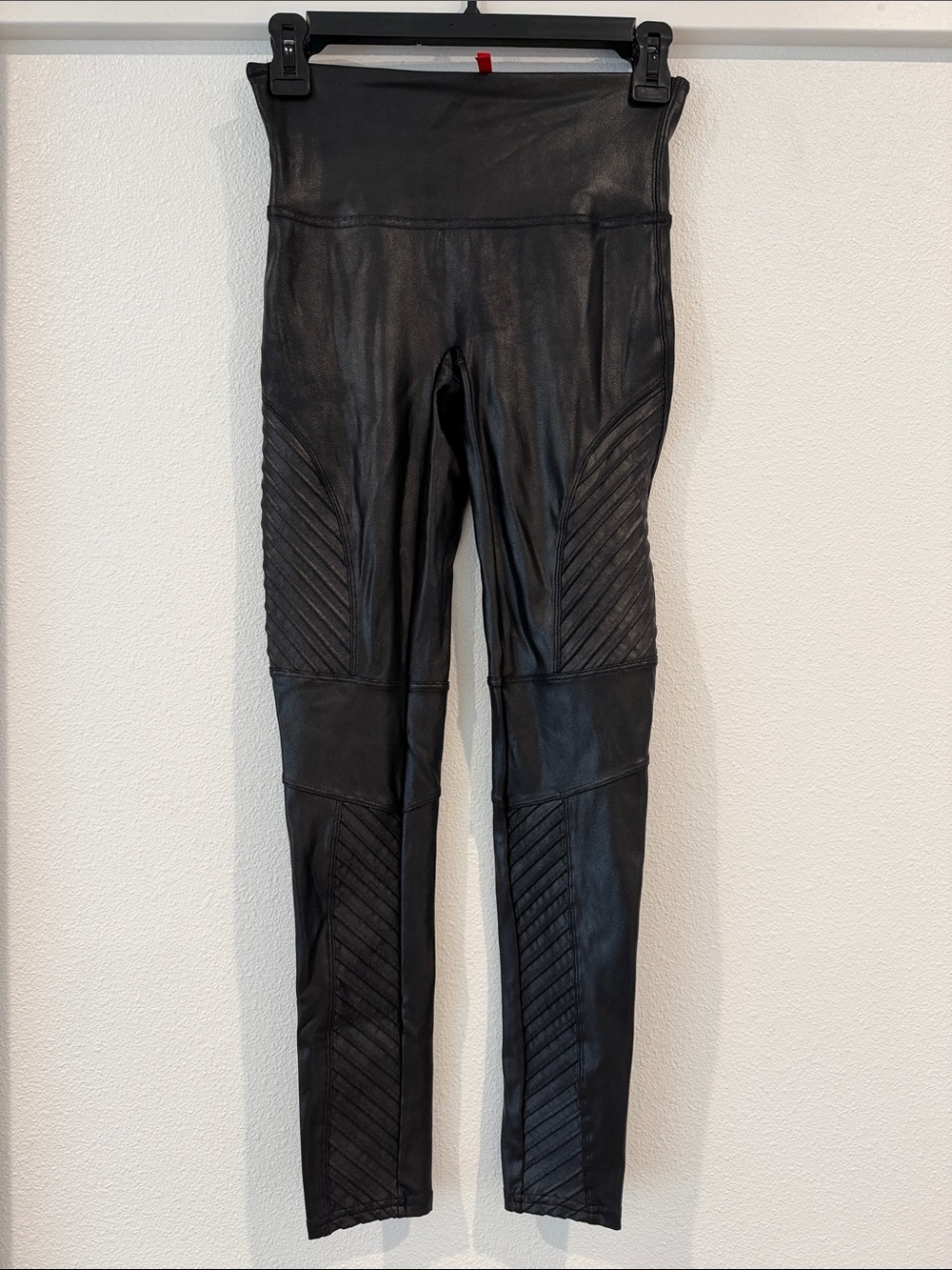 SPANX Black Moto Quilted Skinny Leggins